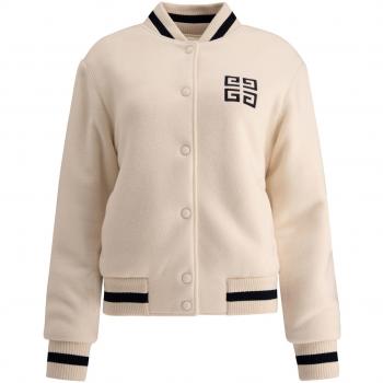 Givenchy Women's 4G Bomber Jacket in White | Size Small | BW00PM4ZMR131
