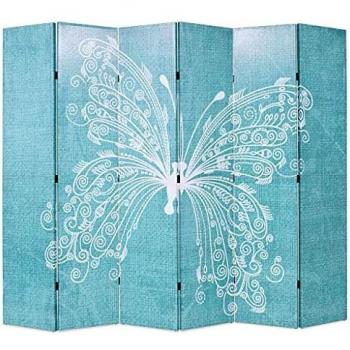 vidaXL Biombo Divisor Plegable 228x170 cm Mariposa Azul Separador de Espacios