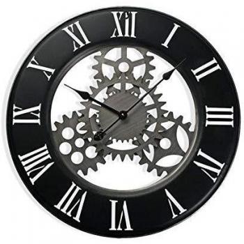 Reloj de Pared Decorativo Versa Dongola, estilo vintage, medidas 63 x 4,5 x 63 cm, material metal, color negro, ideal para cocina, salón, comedor o habitación