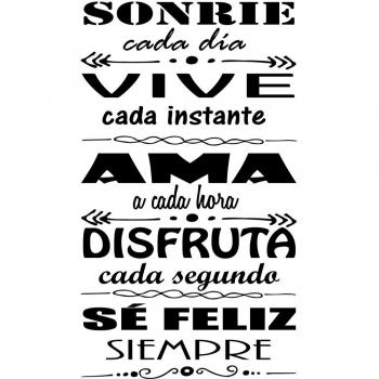 Vinilo Pared “Sonrie cada dia, vive cada momento. vinilo frases motivadoras. DC-16136