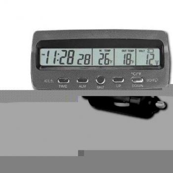 SODIAL(R) Coche del voltimetro voltaje Battery Monitor Tester Alarma Termometro Reloj