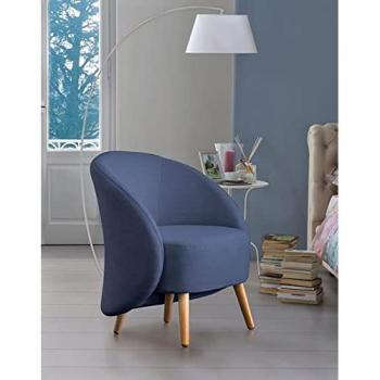 Sillón Relax Moderno Annarella, Diseño Italiano 100%, Tejido Acolchado Azul, 70x60x80 cm