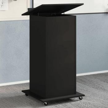 Atril con ruedas y cajón de madera ingeniería negro 55x55x107 cm vidaXL