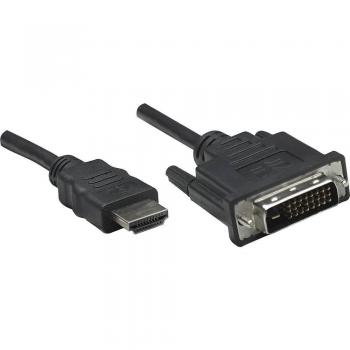 Manhattan HDMI to DVI-D 24+1 Cable, 1m, Male-Male, Black, Dual Link, DVD-D Compatible, Lifetime Warranty