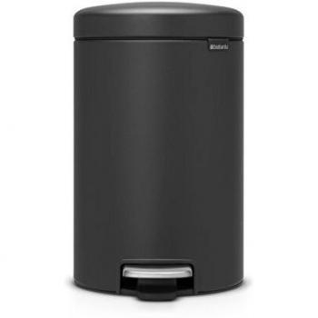 Brabantia NewIcon Cubo de basura de pedal, Acero Inoxidable, Mineral Infinite Grey, 12 litros