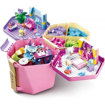Cubeta de Bloques Sluban M38-B0830 para Niñas - 348 Piezas Rosa