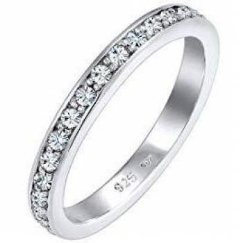 Anillo Banda Memoire con Cristales en Plata Esterlina 925 para Dama - Talla 54