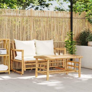 Sofá de jardín 2 piezas con cojines de bambú vidaXL