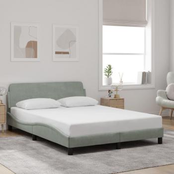 Estructura de cama con cabecero terciopelo gris claro 120x200cm