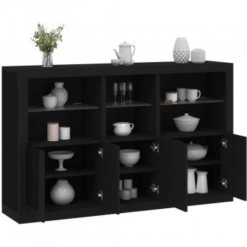 Armario con luces LED negras 162x37x100cm