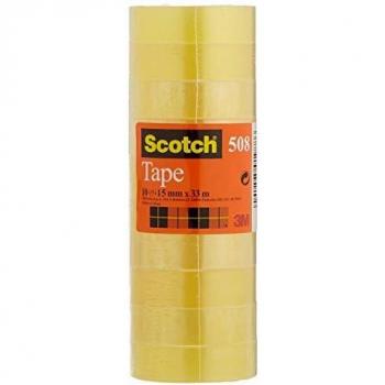 Scotch Cinta Adhesiva Transparente - 10 rollos - 15mm x 33m - Cinta Adhesiva para Uso General para el Colegio, el Hogar y la Oficina