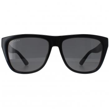 Gucci Rectangular Sunglasses with Gold Logo, Black male, Size: 57 MM