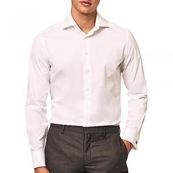 Camisa Popelín Slim Fit Hombre Hackett Blanca Manga Larga Stretch Algodón