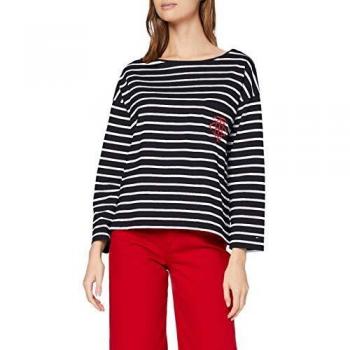 Tommy Hilfiger TH Essential Breton STP Top LS Camisa Manga Larga, Azul