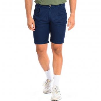 Bermuda de Hombre La Martina TMB004-TL121 con Bajo de Corte Recto, Color Marino, Talla 33