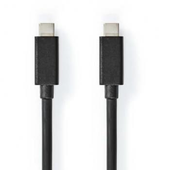 Cable USB 3.2 Gen 2x2 USB-C Macho a USB-C Macho 100 W 4K@60Hz 20 Gbps Niquelado 1.00 m Redondo PVC Negro