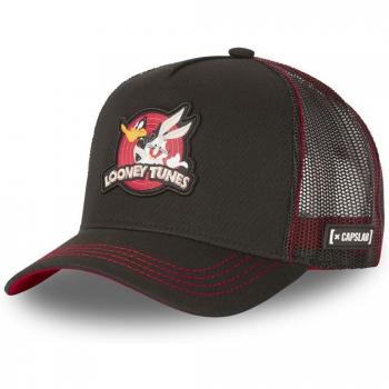 Gorra trucker Capslab negra de malla Looney Tunes con diseño de Bugs Bunny y Pato Lucas