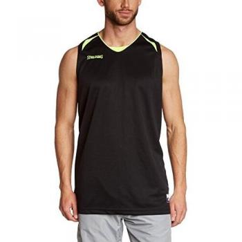 Spalding Attack Tank Top - Camiseta de baloncesto para hombre, color negro / amarillo neón, talla XL