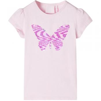 Camiseta infantil de manga casquillo rosa suave 104