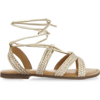 Sandalias planas Gioseppo 69130-p Oro - Elegantes sandalias de mujer en color oro con detalles trenzados y cordones, estilo romano