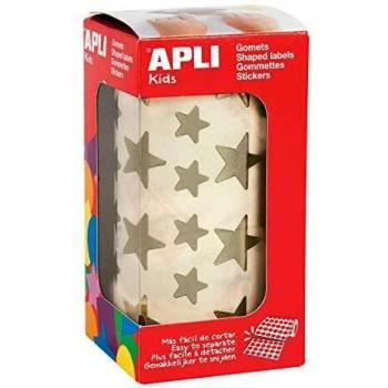 APLI Kids - Rollo de gomets estrella, color oro