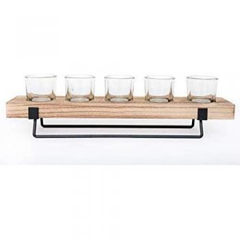 Portavelas de Madera y Metal para 5 Velas Tealight