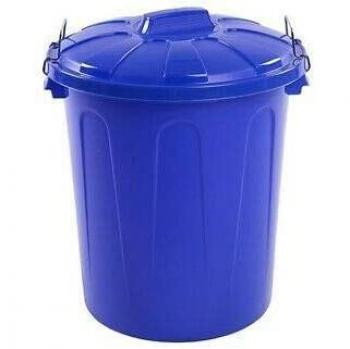 Cubo de Basura Industrial Azul con Tapa, 51 Litros, Asas Metálicas, 55 cm Alto x 44 cm Diámetro Superior
