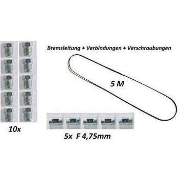 5 m línea de freno y freno Tubo línea 4,75 mm + 10 uniones + 5 conexiones VW, Audi, BMW, Opel