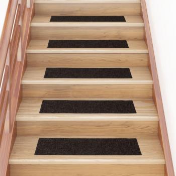 Alfombrilla autoadhesiva para escaleras Día y Noche, 15 uds, marrón, 76x20 cm