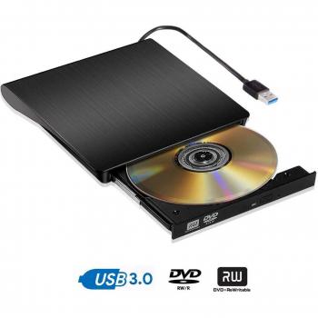 Grabadora CD DVD Externo Portátil Lector USB 3.0 Lectura Rápida Reproductor DVD/CD Externo para PC Windows7/8/10,Linux,Mac OS