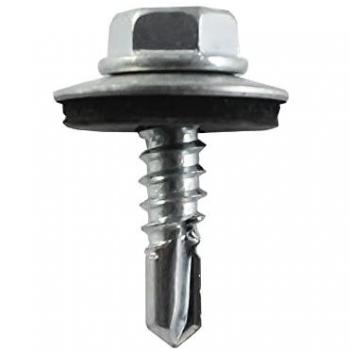 Tornillo Hexagonal Autotaladrante Cincado con Arandela de Estanqueidad 4.8x25 mm (200 Unidades)