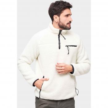 Troyer Polar Brandit Blanco con tejido de felpa, diseño de cuello alto, ajuste cómodo y material transpirable