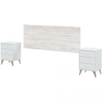 Cabecero de Cama Sweet con 2 Mesitas Blancas 240x100 cm