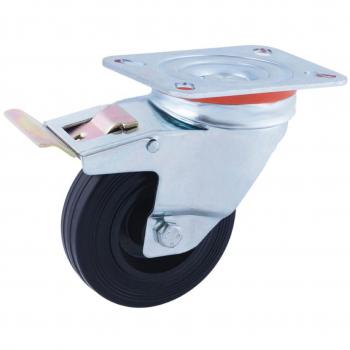 Rueda giratoria ø80mm (rueda) freno goma negra - caucho CR29467 AFO