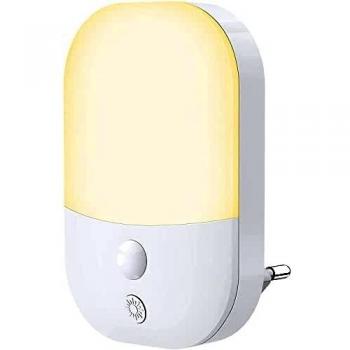Luz Noche LED, Luz Nocturna Infantil con Sensor de Luz, 5 Niveles de Brillo 3 Modos de Iluminación, Luz Quitamiedos Infantil para Habitación de Niños, Baño, Pasillo, Cocina, Escaleras, Blanco Cálido