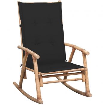 vidaXL Silla mecedora con cojín de bambú 120 x 50 x 4 cm