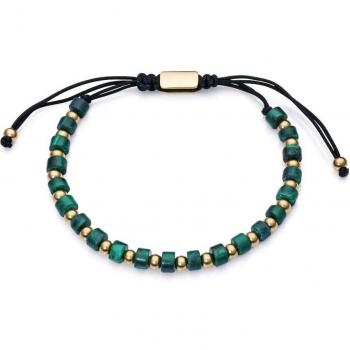 Pulsera Magnum Viceroy en acero con malaquita y bolas en Ip dorado