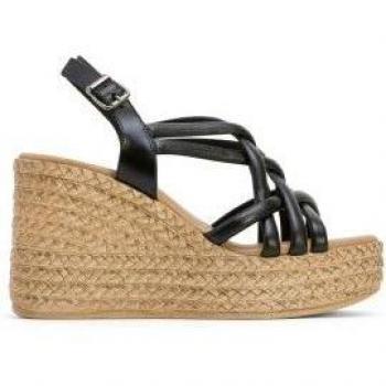 SANDALIAS DE PIEL CON CUÑA PORRONET KIMI 3069 NEGRO