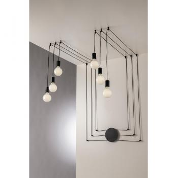 Plafón Habitat 6 bombillas Metal Negro, tipo de producto: Plafón colgante, características: 6 luces, color negro, diseño moderno, altura ajustable hasta 500 cm