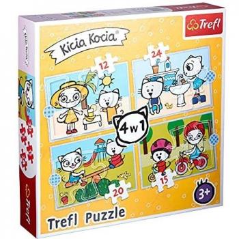 4 in 1 Puzzle - Kitty's Day (12, 15, 20, 24 Pieces) by Trefl