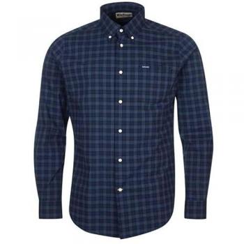 Barbour Lomond Tailored Mens Shirt - Navy Tartan - Size Medium - Male