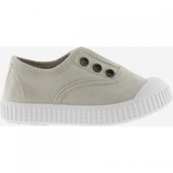 Zapatillas de lona infantil Victoria 1915 con elástico central y puntera de goma en blanco
