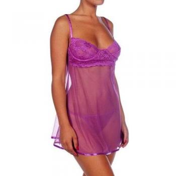 Intimax corsets lencería y moda Picardías Virginia Salto de Cama, Morado, L/XL para Mujer
