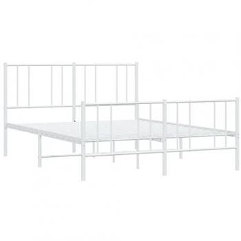 Estructura de cama de metal blanca con cabecero y estribo, tamaño 120x200 cm