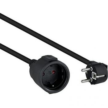 NANOCABLE 10.22.0610-BK - Cable de Alimentación Alargador, Conector Schuko CEE7 Macho a Conector Schuko CEE7 Hembra, 100% Cobre de 1.5 mm2, Negro, 10 m