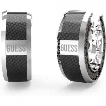 Pendientes Guess Racer tag de acero plateado