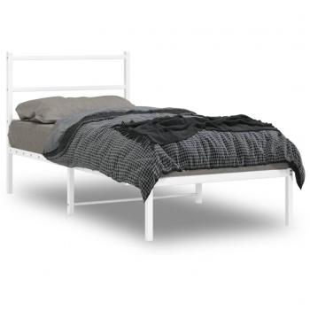 Cabecero de metal blanco 90x200 cm con estructura de cama Vidaxl
