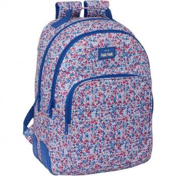 Mochila grande flores Coimbra azul 32x42x15cm