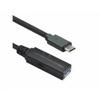 Cable USB 3.2 Gen 1 Activo de Extensión Tipo C a Tipo A, 20m, 5Gbps, Negro
