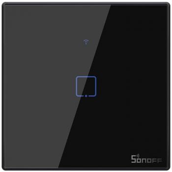 Interruptor Táctil Wi-Fi Sonoff T3 EU 1 Gang RF 433, Interruptor de Pared Inteligente, Control Remoto, Compatible con Alexa y Google Home, Diseño Moderno en Color Negro
